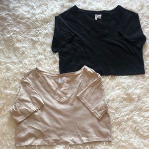 H&M Crop Tops. Black and Tan. Size S